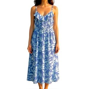 New Lane Bryant Blue Floral Maxi Bohemian Dress